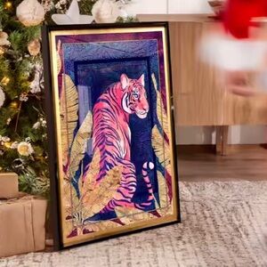 Oliver Gal Art Tiger Painting with Glitter picture frame painting